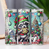 Funny Christmas Raccoon Eating Cookie Festive But Feral 20oz Sublimation Tumbler Wrap PNG