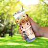 Sunflower Axolotl, Cute Summer Theme 20oz Sublimation Tumbler Wrap PNG