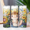 Sunflower Axolotl, Cute Summer Theme 20oz Sublimation Tumbler Wrap PNG