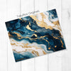 Blue, Gold Leaf & Marble Glam 20oz Sublimation Tumbler Wrap PNG