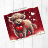 Highland Cow Romantic Cute Valentine 20oz Sublimation Tumbler Wrap PNG