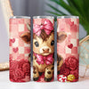 Valentine's Day Highland Cow with Candy & Roses 20oz Sublimation Tumbler Wrap PNG